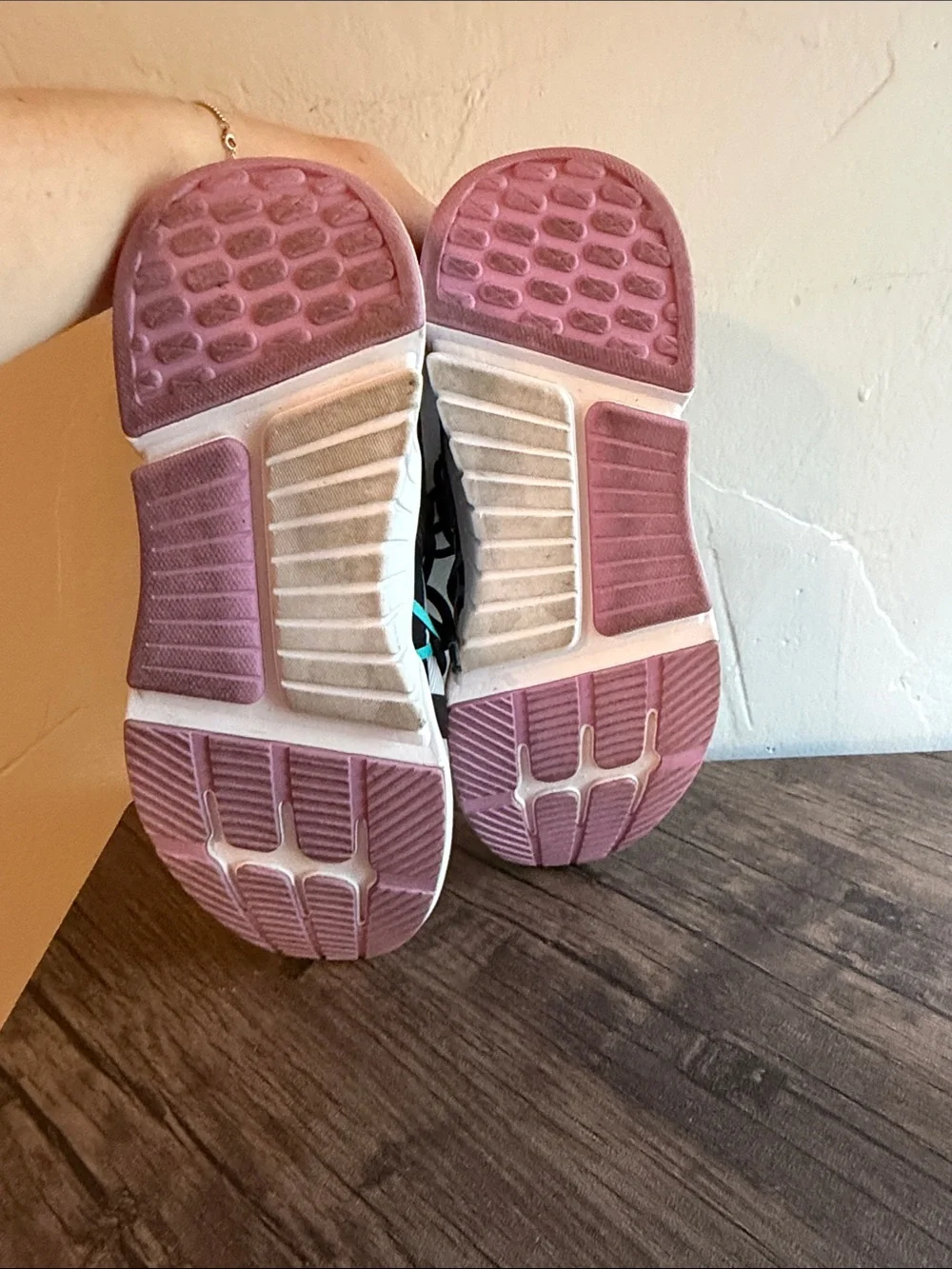Fabletics Women's Athletic Sneakers in Beige, Black, Pink & Teal Accent